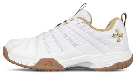 Teuton Sports ST2 Unisex All-Court Shoes: Lightweight, Breathable Sneakers for Tennis, Squash, Pickleball & More - Sizes 37-48 EUR, Offwhite, 10.5 Women/9.5 Men