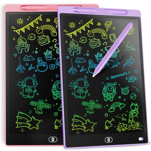 [2 Pack] Genialba 8.5 inch LCD Writing Tablet Colorful Screen Drawing Board Toddler Toys Learning Educational Toys Gifts for Birthday Christmas, for 2 3 4 5 6 7 Year Old Boys Girls, (Pink&Purple)