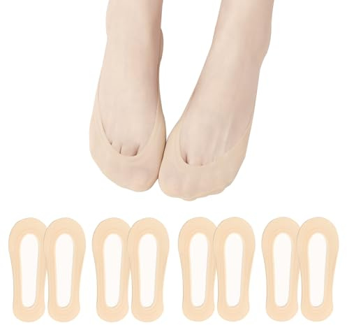 EQLEF Füßlinge Damen, Ballerina Socken Damen Rutschfeste Invisible Socks Sneaker Socken Unsichtbare Sockn für Hohe Absätze Bootsschuhe (DE/NL/SE/PL, Numerisch, 39, 42, Regular, Regular, Nackt)
