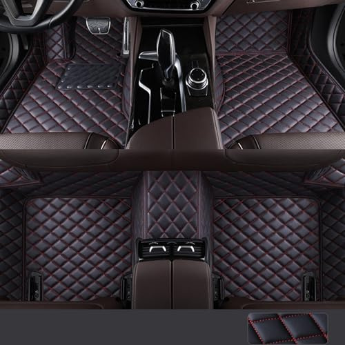 Fussmatten Auto, Autofußmatten, Autoteppich für Mercedes W212 2009-2016, PU-Leder Nach Maß Auto FußMatten Antirutschmatte Allwetterfußmatten,Black Red