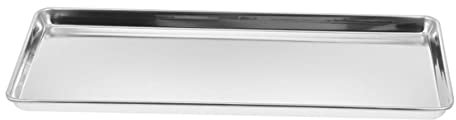 BESTYASH Plato De Acero Inoxidable Rectangular 34.5x21.5x1.5 Cm, Bandeja para Fideos Fríos y Aperitivos, Lámina Resistente, Apto para Restaurante y Cocina Doméstica