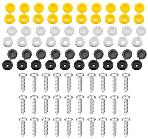 30 Pezzi Di Copertura A Vite In Plastica, 30 Pezzi A Vite, Decorazione Dei Numeri Di Auto, Attacchi Di Targa, Installazione E Fissazione Della Targa.