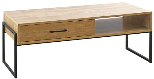 IlGruppone Mobile Porta TV Stile Industrial Fino 60 Pollici Mobiletto Basso per Televisore con Cassetto Porta Oggetti in Legno di Rovere Soggiorno Davanti Divano Camera Letto