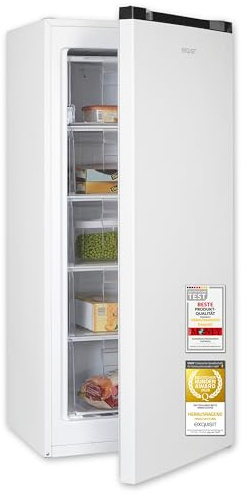 Exquisit GS5145-050C Gefrierschrank - 145 l Gefriergerät - Energieklasse C | Freistehendes 4-Sterne Gefriergerät, 4 Schubladen, 7 kg Gefrierleistung, wechselbarer Türanschlag, Maße 125,9x54x55 cm