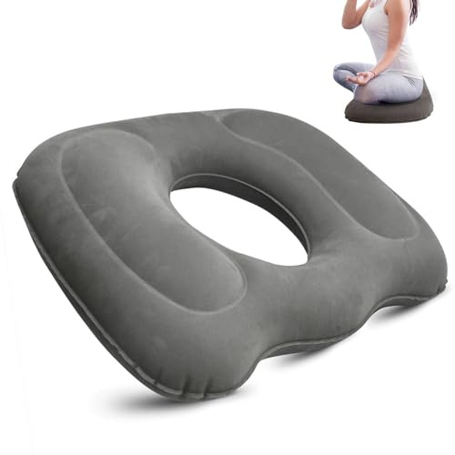 Crilemonis Inflatable Donut Cushion for Tailbone Relief, Portable Hemorrhoid Pillow with Ergonomic Design for Sciatica and Postpartum Support