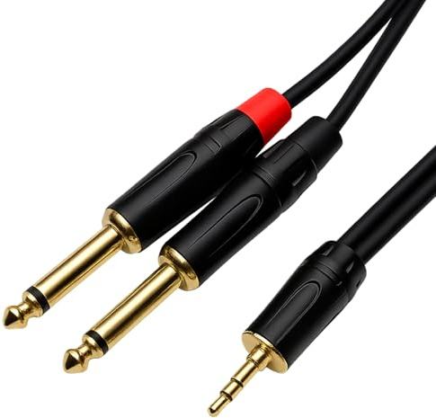 Hawpasy Cavo audio a Y da 1 m con jack da 3,5 mm a doppio jack da 6,35 mm, adattatore da stereo a due jack mono, cavo da 6,35 mm a jack da 3,5 mm per mixer, amplificatori e altoparlanti