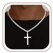SLOONG Kreuz Kette Halskette für Herren 925-5MM Breit Sterling Silber Kubanische Kette Halskette Schmuck Geschenke für Herren Damen 41cm