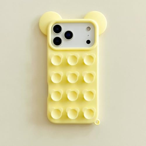 FIFTHAVE Custodia a ventosa per iPhone 17 Air, custodia protettiva per iPhone 17 Air, supporto a ventosa, in silicone morbido TPU, resistente agli urti, graziosa cover estetica, colore giallo