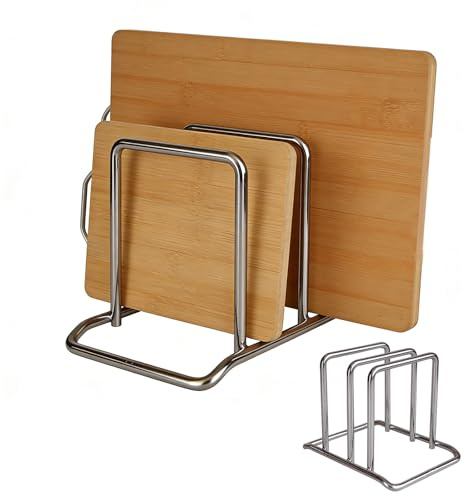 ROEOWENE Schneidebrett Halter Edelstahl für Schneidebretter | Schneidebrettständer Metall Schneidebrett-rack Topfpfannendeckel-halter Brettchen Halterung Organizer Küche