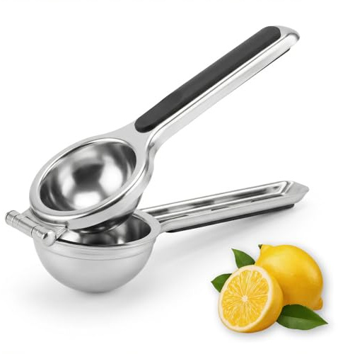 Exprimidor de Limón con Mango Antideslizante, Diámetro 7,5 cm, Anticáustico Resistente Exprimidor Manual de Acero Inoxidable, Prensa Limón Lavavajillas, Prensa Cítricos para Cocina Bar Restaurante