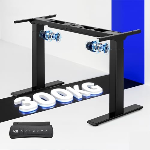 FLEXISPOT Bureau Assis Debout 2 Moteurs & 3 Colonnes, Charge 300kg | Cadre de Bureau Assis Debout, Rappel de Sédentarité, Système Anti-Collision, Idéal Multi-Écrans Professionnel, Noir