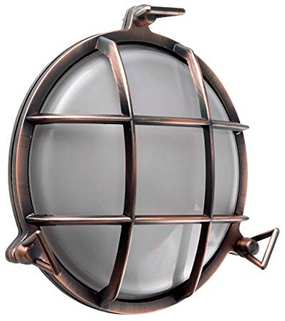 MiniSun | Modern Round Rustic Copper Effect Nautical Design Wall Light | Outdoor Wall Lights, Home Décor & Improvement Essential | Mains Wired