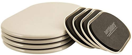 Super Sliders Reusable Furniture Slider Movers for Carpet– Quickly and Easily Move Any Item, 9-1/2” x 5-3/4” Large and 3-1/2” x 6” Small Combo Pack (8 Pieces)