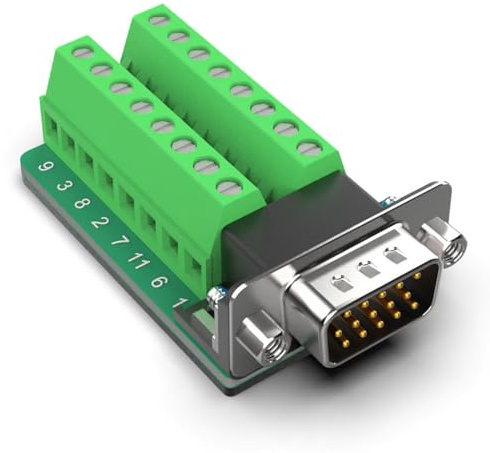 Oiyagai DB15 D-SUB Male with Nut VGA 3+9 15 Pins Port to 3 Row Terminal Breakout Board Adapter Connector