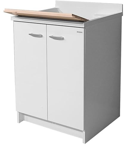 Montegrappa Mobile Lavatoio 60x60x85cm 2 Ante ASSE in Legno Marella Bianco con Cesto