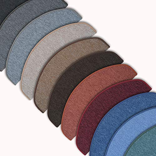 casa pura Kit di 15 tappeti per scale autoadesivi resistenti – Tappetini per scale superficie antiscivolo – Naso da gradino morbido isolante (modello London Mezza Luna 25 x 65 cm, marrone scuro)