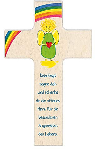 Fritz Cox Kinderkreuz Dein Engel segne dich 20cm natur- kindliches Wandkreuz für jedes Kinderzimmer