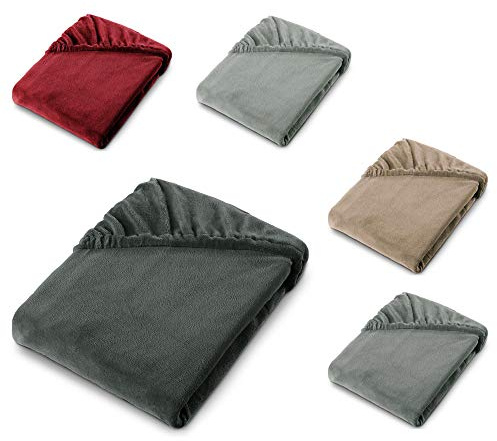 aqua-textil Feelwell Spannbettlaken 180 x 200 cm anthrazit Coral Fleece Spannbetttuch Mikrofaser Laken