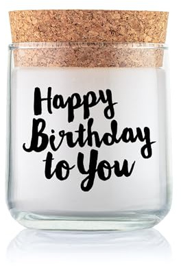 FEEL GOOD CANDLE - Scented candle in glass - candle with motif as a gift for women and for decoration (Happy Birthday, Sandalwood)