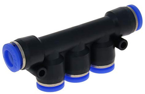 Othmro Plastic Inline Manifold Union Push to Connect Tube Fittings 12mm OD Push PK12 Lock Blue Black 5pcs