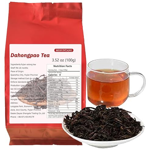 Da Hong Pao 100g Roasted Oolong Loose Leaf - Fujian Wuyi Rock Oolong Dahongpao Big Red Robe - High Mountain Wu Long Tea | 100% Pure Teas Mountain Big Red Robe Oolong Tea Traditional Technology Special Taste Aroma The Taste Is Smooth Refreshing