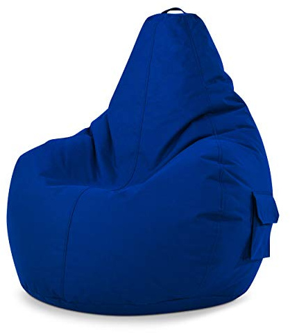 Green Bean Sitzsack „Cozy“ mit Rückenlehne 80x70x90cm - Gaming Chair, 230L EPS-Perlen Füllung, Waschbar, Wetterfest - Gemütlicher Lounge Sitzhocker für Indoor und Outdoor in Blau