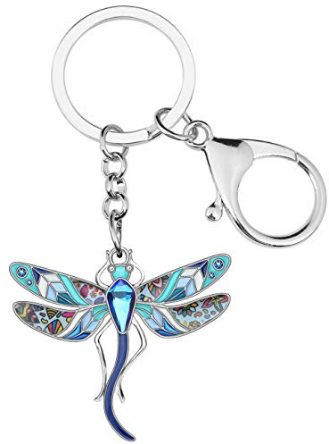 DOWAY Porte-clés en forme de libellule en émail pour femme | Bijou fait main en alliage insecte animal sac à dos accessoires sac à main porte-clés pour clés de voiture