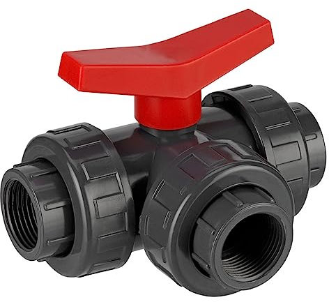 REKUBIK PVC-U 3-Wege-Kugelhahn L-Bohrung 3X Innengewinde Größe 2 IG x 2 IG x 2 IG