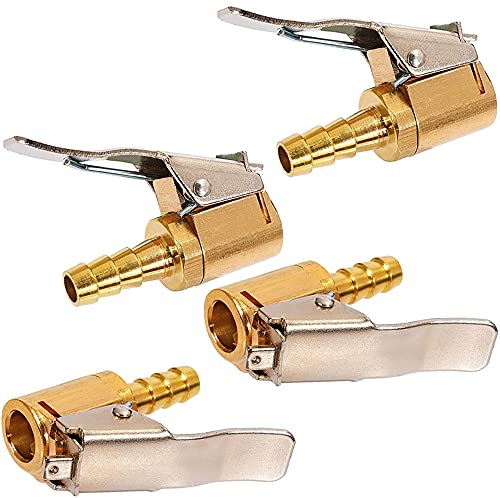 XINCHAO Messing Autoventil Hebelstecker 4 Stück Befestigungsclip Der Reifenventil-Luftpumpe Düsenadapter Für Die Auto-Luftpumpe Mit Gewinde für alle Reifenventile mit Ventilgewinde, 8mm