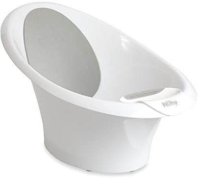 Nuby Sit Me Up Baby Bath with Built in Anti-Slip Bump and Soft Headrest - Bathtub Seat | Sitting Support | Suitable from 0-12 Months+ | Wash Cup and Plug Included