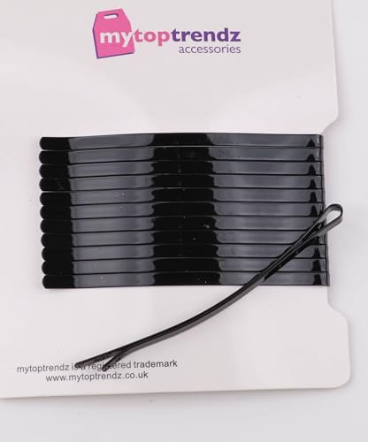 Mytoptrendz® Rak metall hårnålar platt hår grepp tjocka hårtillbehör för kvinnor flickor (svart-80 mm)