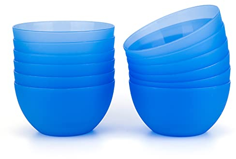 KX-WARE Plastic Bowls set of 12 - Unbreakable and Reusable 32oz/6 inch Plastic Cereal/Soup/Salad Bowls Blue | Dishwasher Safe, BPA Free