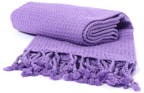 Waffeltücher für Pool, Strand, Spa, Sauna, Fitnessstudio - Original 100% türkische Baumwolle Pestemal Hamamtücher, Hamamtuch, Handtuch (Hellviolett, 1)