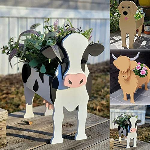 Tauzveok Pot De Fleur De Plante, Tête De Pot De Fleurs De Chien, Jardinières pour Déco D'Extérieur, pour Déco De Jardin, Cactus, Bureau, Idée Cadeau Parfaite Pots De Fleurs,Cow
