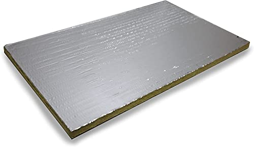 CAEXVEN Panel de lana de roca 100kg/m3 de 100x60x3cm con cara de aluminio 40 micras - Aislante térmico y acústico para chimeneas,estufas,paredes,techos,conductos de ventilacion y cajones de persiana