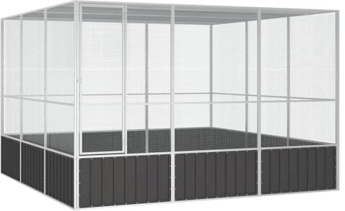 vidaXL Fågelbur antracit 302,5x324,5x211,5 cm galvaniserat stål, fågelvoljär, papegojbur, stor papegojbur, undulatbur, stor fågelbur, duvbur, duvburar