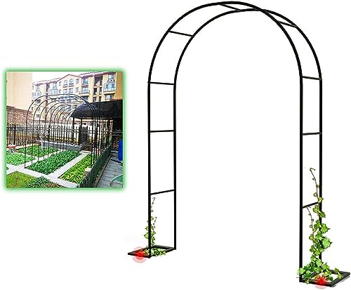 GueTTO Rosenbogen aus Metall Schwarz Verzinkt Hochzeitsbogen Rankhilfe Gartenbogen Rankgitter Rosen Bogen Edelstahl Rankbogen Hochzeit Torbogen,Einfache Montage, mit Sockel,W300*H220cm