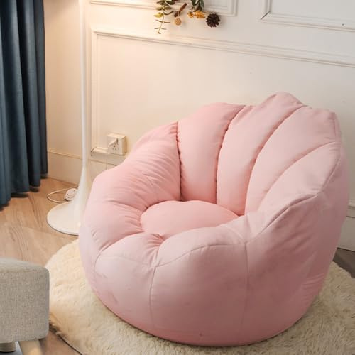 Highdi Pouf Poltrona a Sacco Bambini Adulti, Bean Bag Fodera per Fiori Petalo Ragazze Sacco di Fagioli per Decorazione della Soggiorno Giardino Salotto, Senza Ripieno (Aldult- 80x70cm,Rosa)