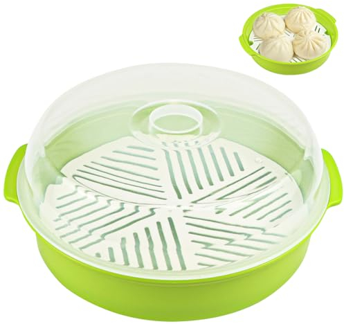 DOERDO Microwave Steamer for Cooking Vegetable Steamer with Lid, Cookware for Vegetables & Seafood, Green, 10Inch