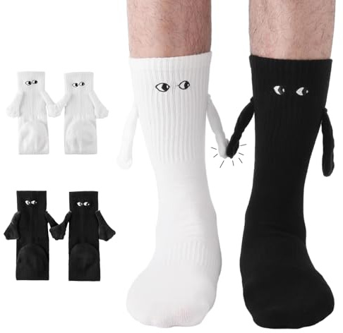 PRAOAHEI 2 Paar Magnetische Socken mit Händen 42-46 für Geschenke | Lustige Socken mit Magnet Händen Geschenke für Pärchen Männer Frauen Familie Freunde Geburtstag Jahrestag Hochzeitstag