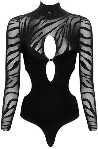 COTTELLI Fantasy Damenbody - figurbetonter Langarm-Body, ideale Passform, ouvert