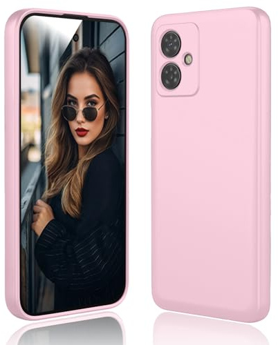 DESSEN Funda para Motorola Moto G54 5G - Líquida Silicona Carcasa con Forro de Microfibra Antiarañazos Delgada y Suave TPU Cover Anti-Choques Protectora Case, Rosa