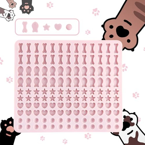Gentpovth Silikon-Backmatte, Backformen für Haustiere, Antihaft-Silikonformen für Hunde- und Katzenkekse, Herstellung von Leckereien für Haustiere (Rosa)