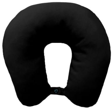 Lemos Home Nackenkissen mit Mikrofaserfüllung, Nackenhörnchen, bequemes Reisekissen für Flugzeug, Auto, Büro, ideal für Camping, Urlaub und Reise Gadgets (Schwarz)