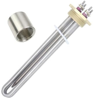 LVSELINGI 48V 1500W DC Water Heater DN32 Copper Flange Immersion Heater 1 1/4 BSP Stainless Steel Heating Resistance With Probe Tube Cheerfully(Heater Thread)