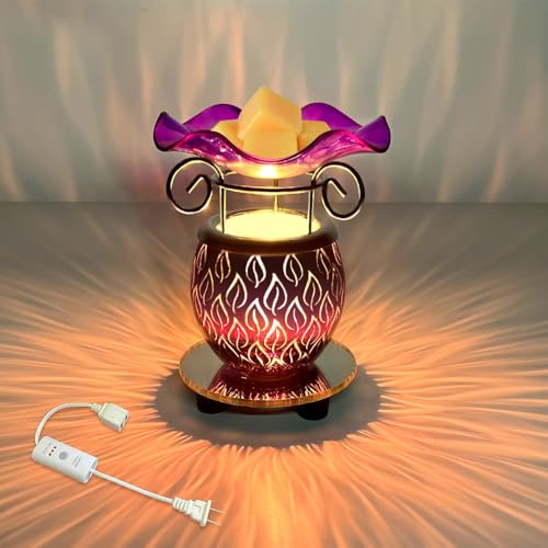 HUNANBANG Electric Scented Wax Warmer with Auto Off Timer - Candle Wax Melt Fragrance Burner (Candlelight-Purple)