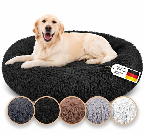 Belune® Hundebett [mit waschbarem Bezug] - Das Original - [S, 70cm, Schwarz] Hundekorb, Katzenbett, Hundekörbchen, Dog Bed, Flauschiges Hundebett für große, mittelgroße & kleine Hunde