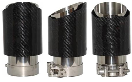 Auspuffrohr Universal Silber Edelstahl Schalldämpfer Dekorationen Auto Glänzend Carbon Faser Auspuffanlage Schalldämpfer Rohr Spitze Gerade Auspuffblende(67mm-89mm)
