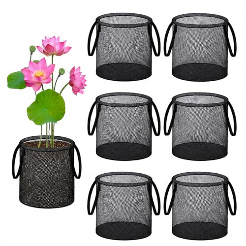 Nilioerup 6 Pcs Pond Planting Bags, Mesh Aquatic Pond Lily Planter with Handles Reusable Water Gardens Plant Pots for Aquatic Plants, Pond Bog Plant Garden Terrestrial Plant (6)