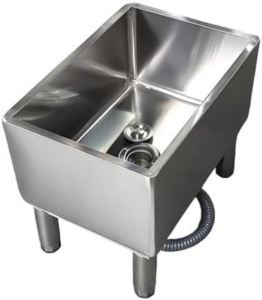 VUIKLCty Évier de Service autoportant Évier de Service autoportant en Acier Inoxydable Évier de Service Utilitaire Robuste Évier de Cuisine(60x41x45 cm/24x16x18 in)
